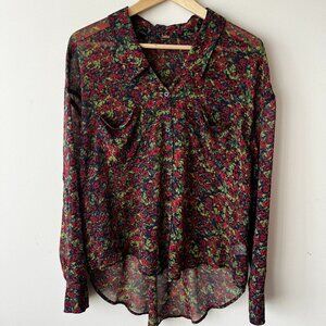 FREE PEOPLE Sheer floral blouse